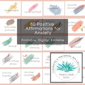 Afirmaciones matutinas para la ansiedad Tarjetas de afirmación para adultos imprimibles Afirmaciones editables para la confianza y el coraje Tarjetas de apoyo emocional