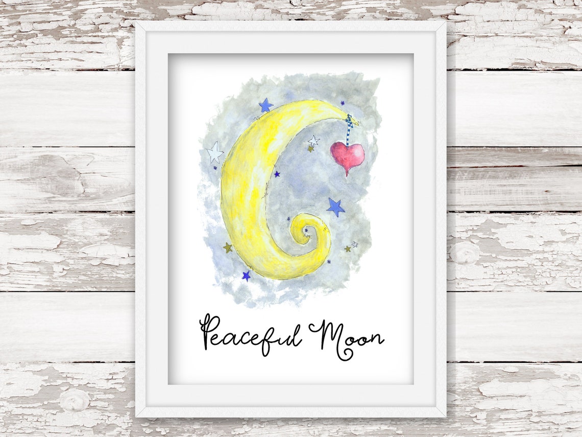 Moon Printable Fantasy Nursery Decor With Heart and Stars - Etsy