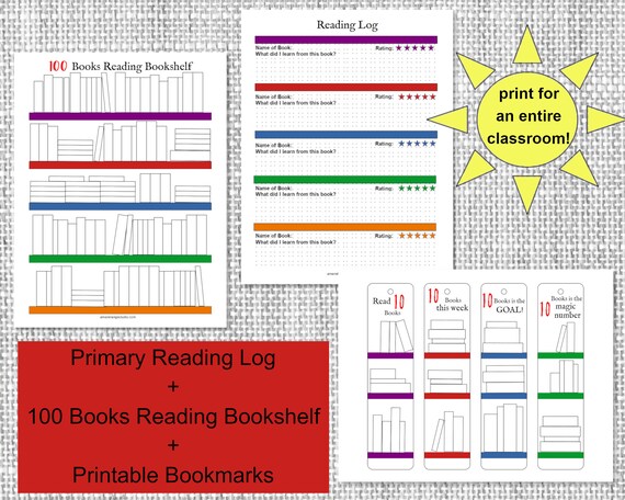 Kids Reading Log, School Reading Printable, Home School Reading Log, Bookshelf Tracker, Primary Elementary Book Chart, Teacher Printable