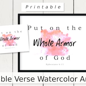 Ephesians 6 11, Armor of God Printable, Watercolor Bible Verse, Biblical Art Printable, Bible Study Gifts for Women, Anxiety Bible Verse