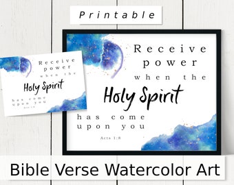 Acts 1:8 Watercolor Bible Verse Art Printable (Digital Download)