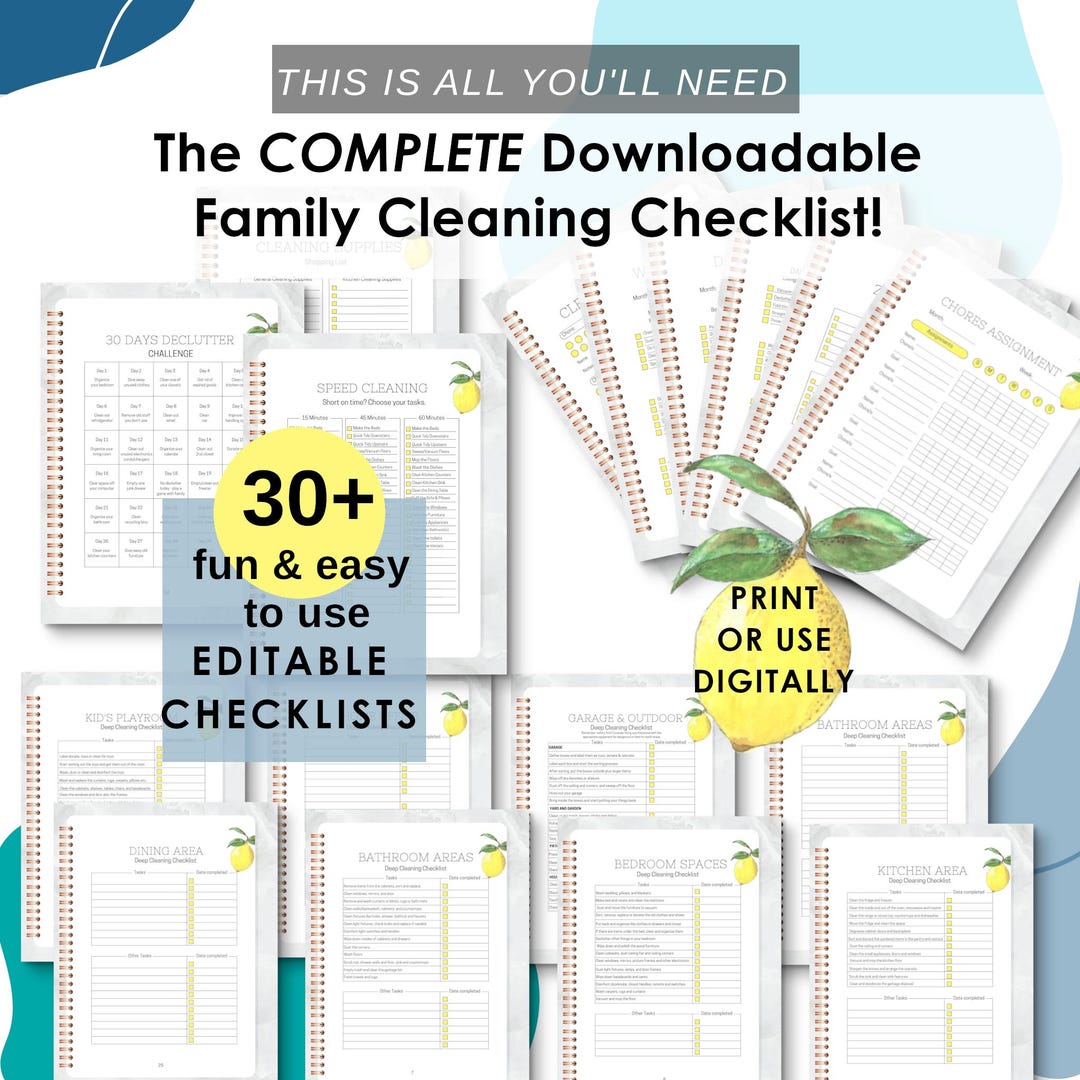 Editable Cleaning Checklist: Room by Room Planner (PDF Download) - Etsy