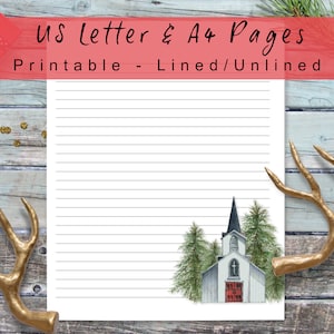 Printable Christmas Note Paper, Printable Holiday Writing Paper, Printable Winter Stationery, Printable Paper for Christmas Letters