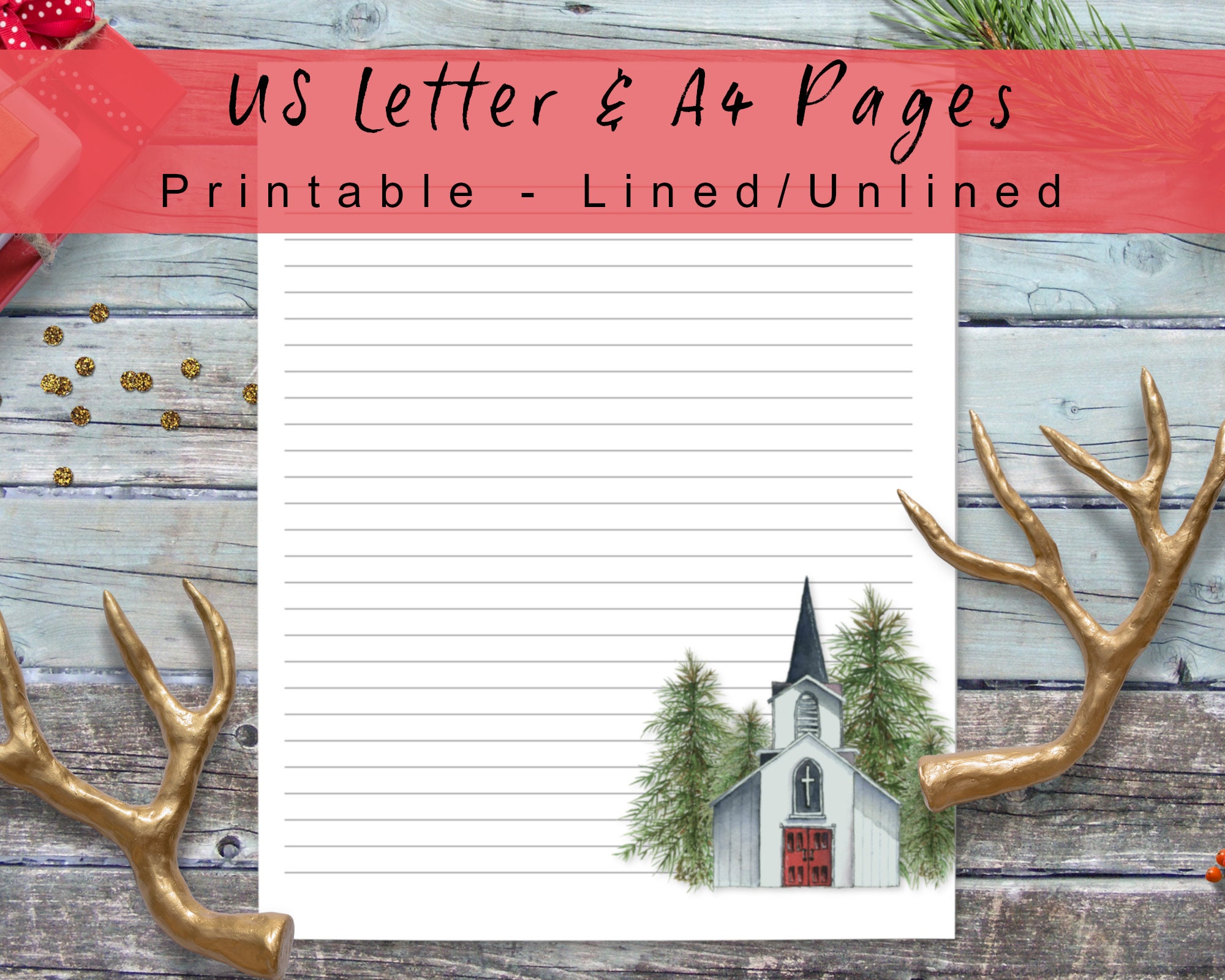 Printable Christmas Note Paper Printable Holiday Writing Paper