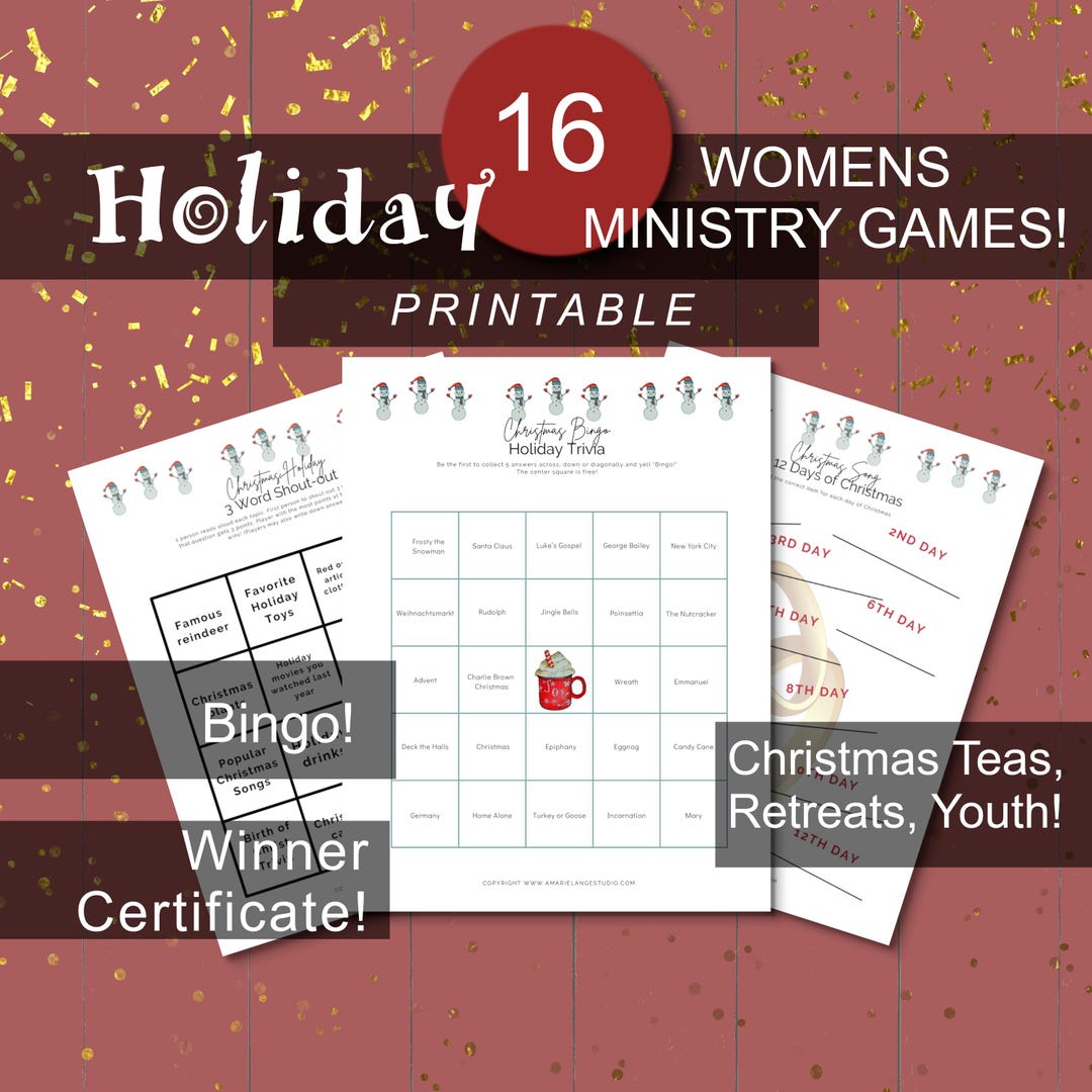 Holiday Womens Ministry Games Printable, Christmas Party Womens Retreat