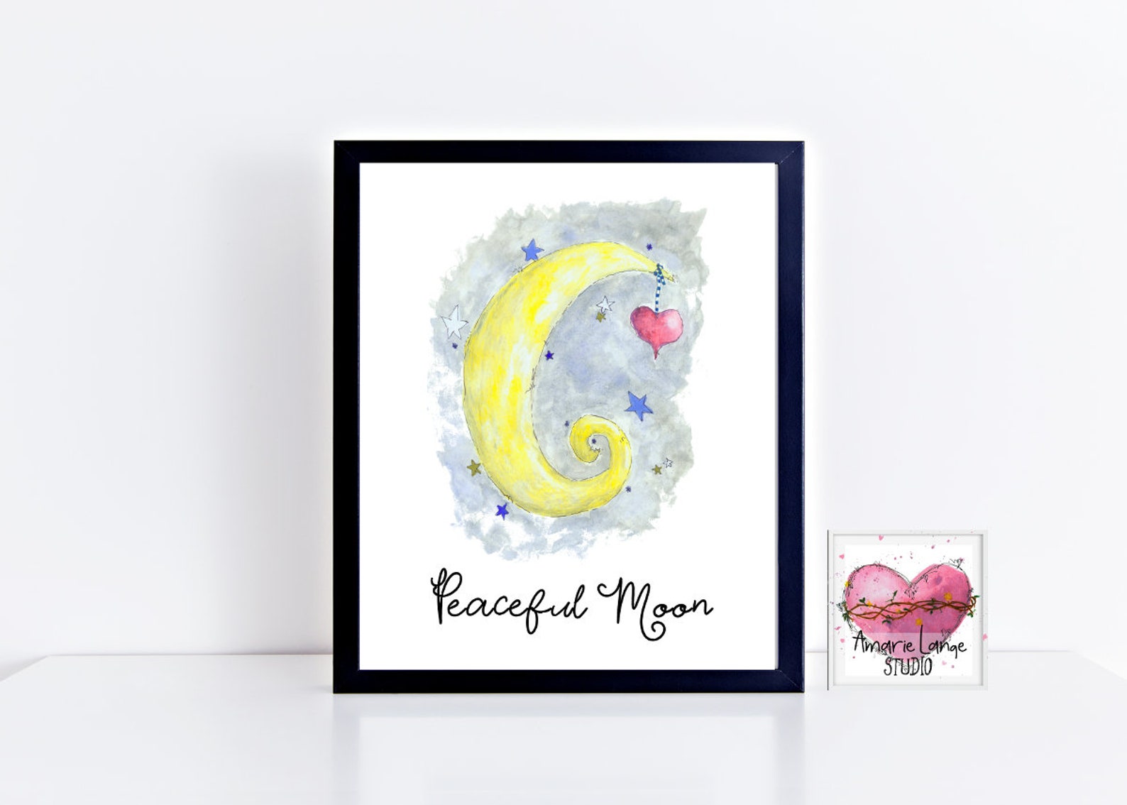 Moon Printable Fantasy Nursery Decor With Heart and Stars - Etsy