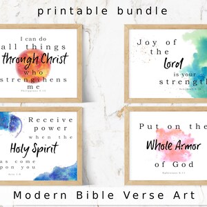 Watercolor Bible Verse Art Prints: Scripture for Strength (Digital Download)