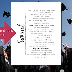 Bible verse for graduate Bible verse with name Personalized Christian gifts for grads Printable gifts with Bible verse Psalm 23 printable