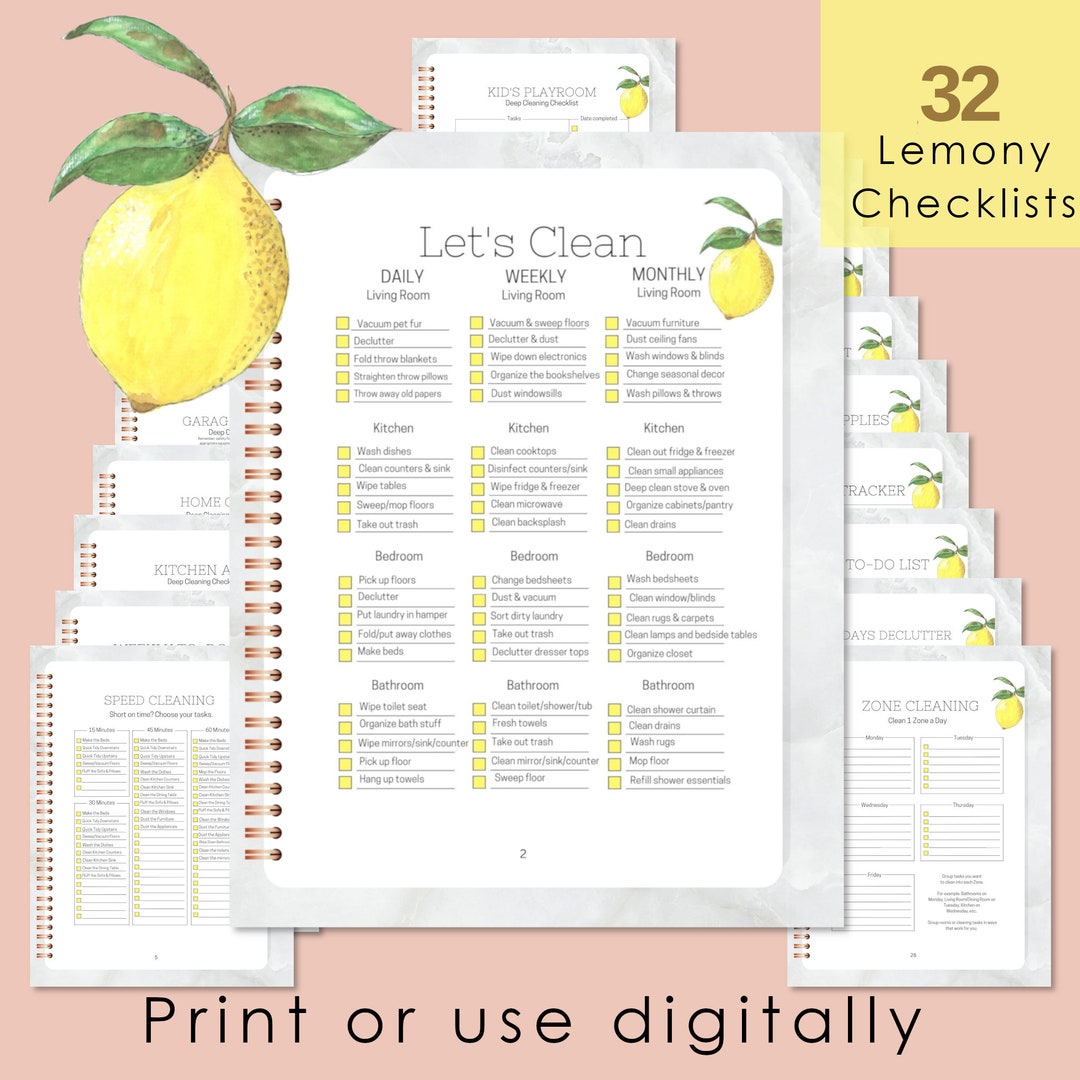 Digital Declutter Cleaning Checklist, Spring Cleaning Printable, Home ...