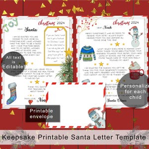 Modelo de carta para o Papai Noel Carta do Papai Noel Modelo de carta de Natal Carta personalizada do Papai Noel para o Papai Noel para impressão Modelo de correio do Papai Noel editável