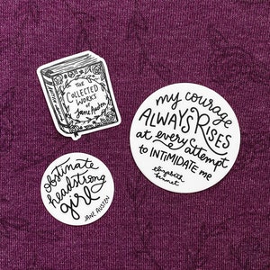 Jane Austen Sticker Bundle / Vinyl Sticker / Laptop Sticker / Jane Austen Quote / Girl Power / Pride and Prejudice / My Courage Always Rises