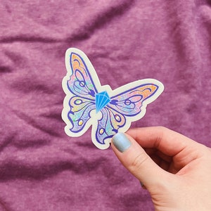 Rainbow GLITTER Butterfly Sticker / Fairytopia Necklace Sticker / Glitter holographic laptop decal / Butterfly fairy / 2000s Nostalgia Elina