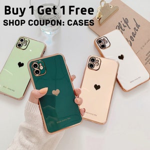 Iphone Case With Gold Heart Accent Rich Electroplated for 13 ...