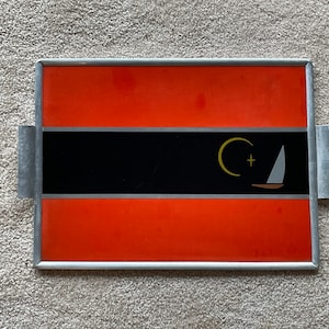 George Switzer Art Deco Machine Age Aluminum Inlaid Micarta Bar Tray