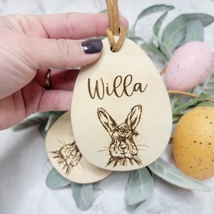 Personalized Easter Basket Name Tag . Wooden Name Tag . Easter Bunny . Boho Bunny Name Tag