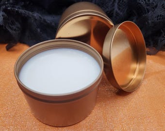 Velas de soja sin mecha en latas reutilizables de 8 oz color bronce