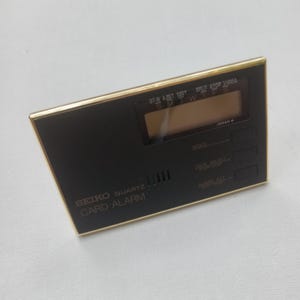 New Vintage Seiko Quartz Card Alarm – Black & Gold – Boxed NOS Japan 1980s Digital Clock