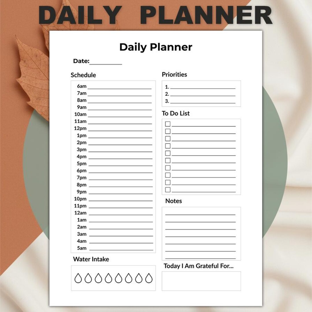 Daily Planner Printable | A4 A5 US Letter | PDF & Canva Template ...