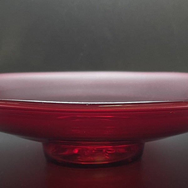 Blenko Art Glass Hand Blown Console RED Centerpiece Bowl  12.75”
