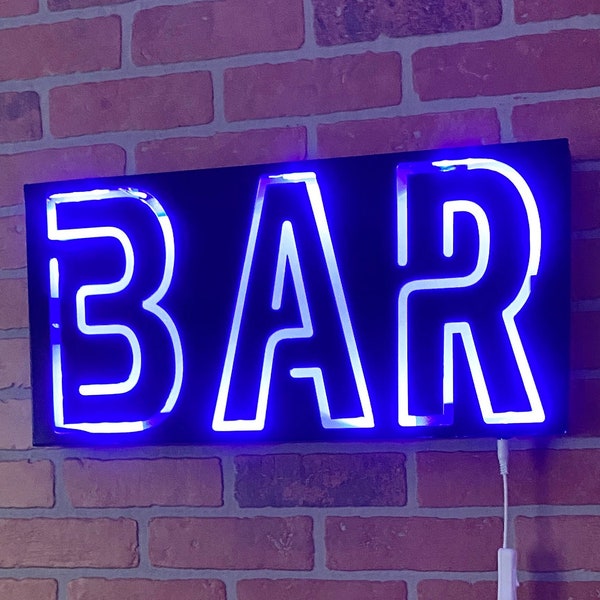 BAR LED Neon Sign Shop Window, Backlit Sign, Mancave, Bar & Grill