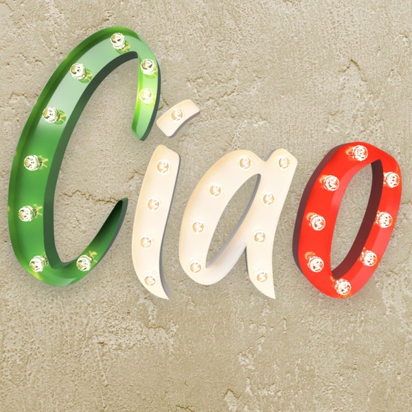 Large Marquee Sign, High Quality Steel, Ciao Light Up Wall Decor