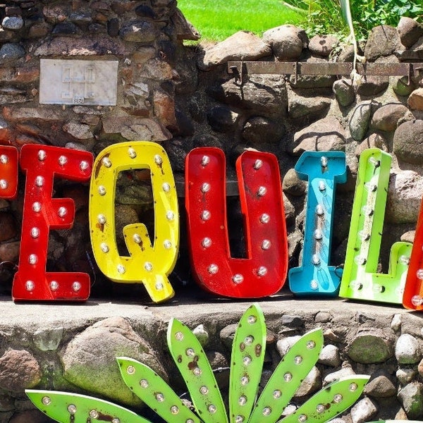 Cinco de Mayo Sign Decor, Tequila & Agave Marque Letters Sign (Rusted), Mexican Restaurant/ Taqueria