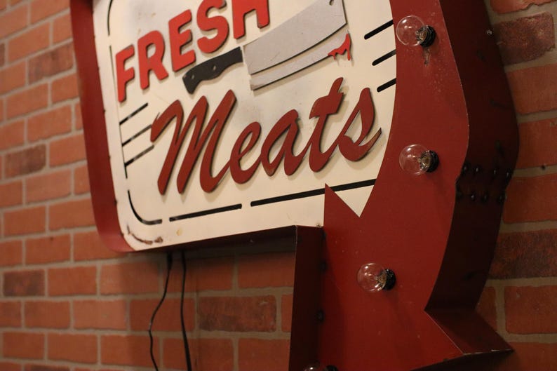 Fresh Meats Butcher Sign, Retro Deli Marquee, Light up Sign, AMERICAN ...