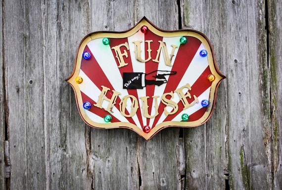 AMERICAN MADE, Fun House Carnival Sign, Vintage Marquee Sign