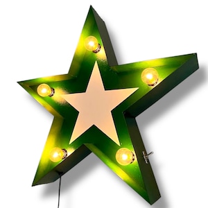 Army Star, Wall Hanging Light, Toy Soldier, Nursery Decor, Light up sign, Made in America