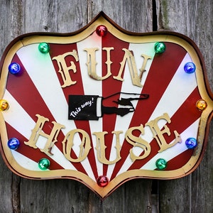 Fun House Carnival Sign, Vintage Marquee Sign, Circus Light Up Sign