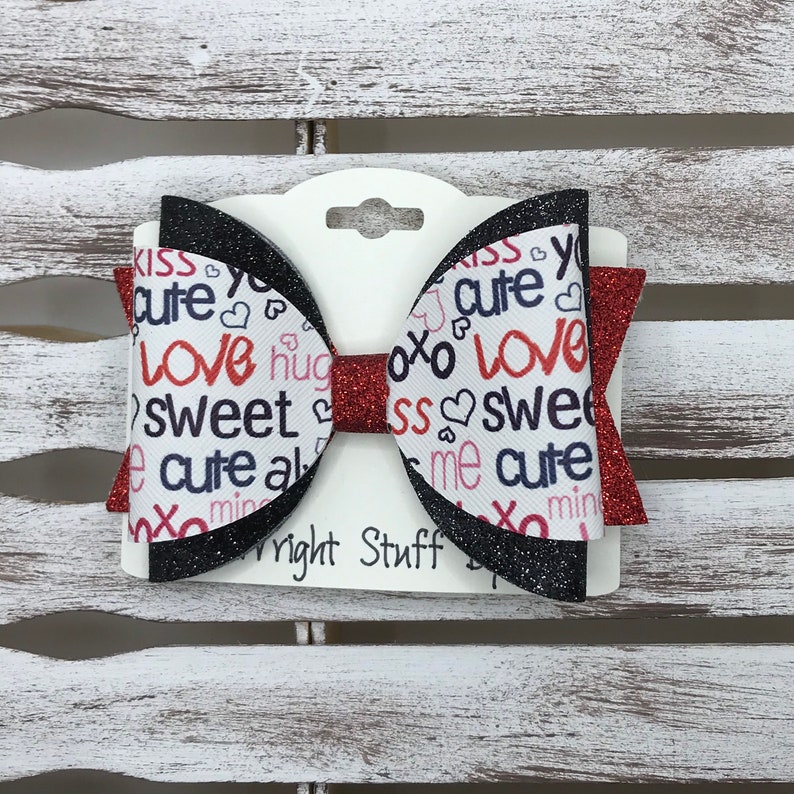Valentine\u2019s Day Faux Leather Hair Bow