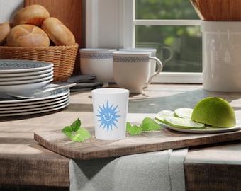 Vaso de chupito Sol Sonriente / Vaso de chupito de cerámica Sol Azul