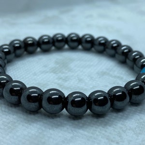 Cat Eye Healing Energy Bracelet, Black Bracelet, Beaded Gemstone Stretch Bracelet, Womens or Mens Bracelet, Stone Jewelry, Black Beads.