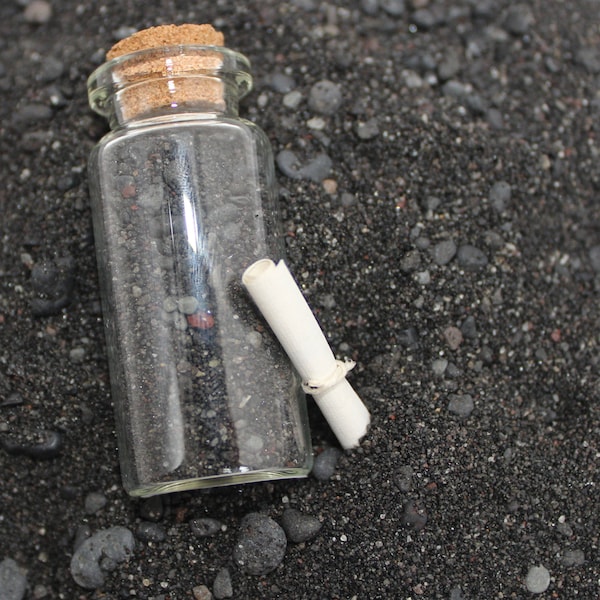 SAND & SOUL from ICELAND | Volcanic Black Sand Bottle | Soul/Motivational Message | Beach in a bottle | Message In A Bottle