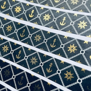 NAUTICAL &#39;WHEEL & ANCHOR&#39; | Gold Foil Washi Tape | Japanese Stationery | Planner Supplies | Scrapbook Tape | Decorative Tape | #121