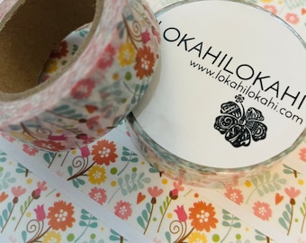FLORAL FOLK ART Washi Tape | Japanese Stationery | Planner Supplies | Scrapbook Tape | Decorative Tape | Washi Tape | #131
