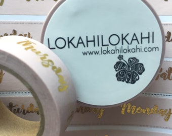 Days of the Week | GOLD FOIL Washi Tape | Japanese Stationery | Planner Supplies | Scrapbook Tape | Masking Tape | Decorative Tape | #53