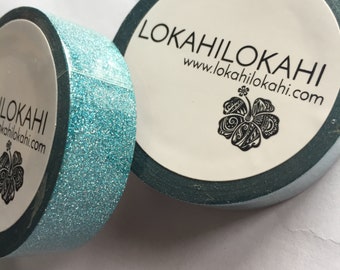 TURQUOISE GLITTER  Washi Tape | Japanese Stationery | Planner Supplies | Scrapbook Tape | Masking Tape | Decorative Tape | #83