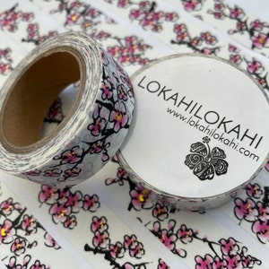 PINK CHERRY BLOSSOMS with Gold Accent | Washi Tape | Japanese Stationery | Planner Supplies | Scrapbook Tape | Decorative Tape | #140