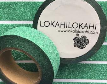 GREEN GLITTER  Washi Tape | Japanese Stationery | Planner Supplies | Scrapbook Tape | Masking Tape | Decorative Tape | #94