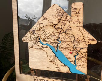Personalised house warming new home gift | location address map wall art | home decor | wooden wall art