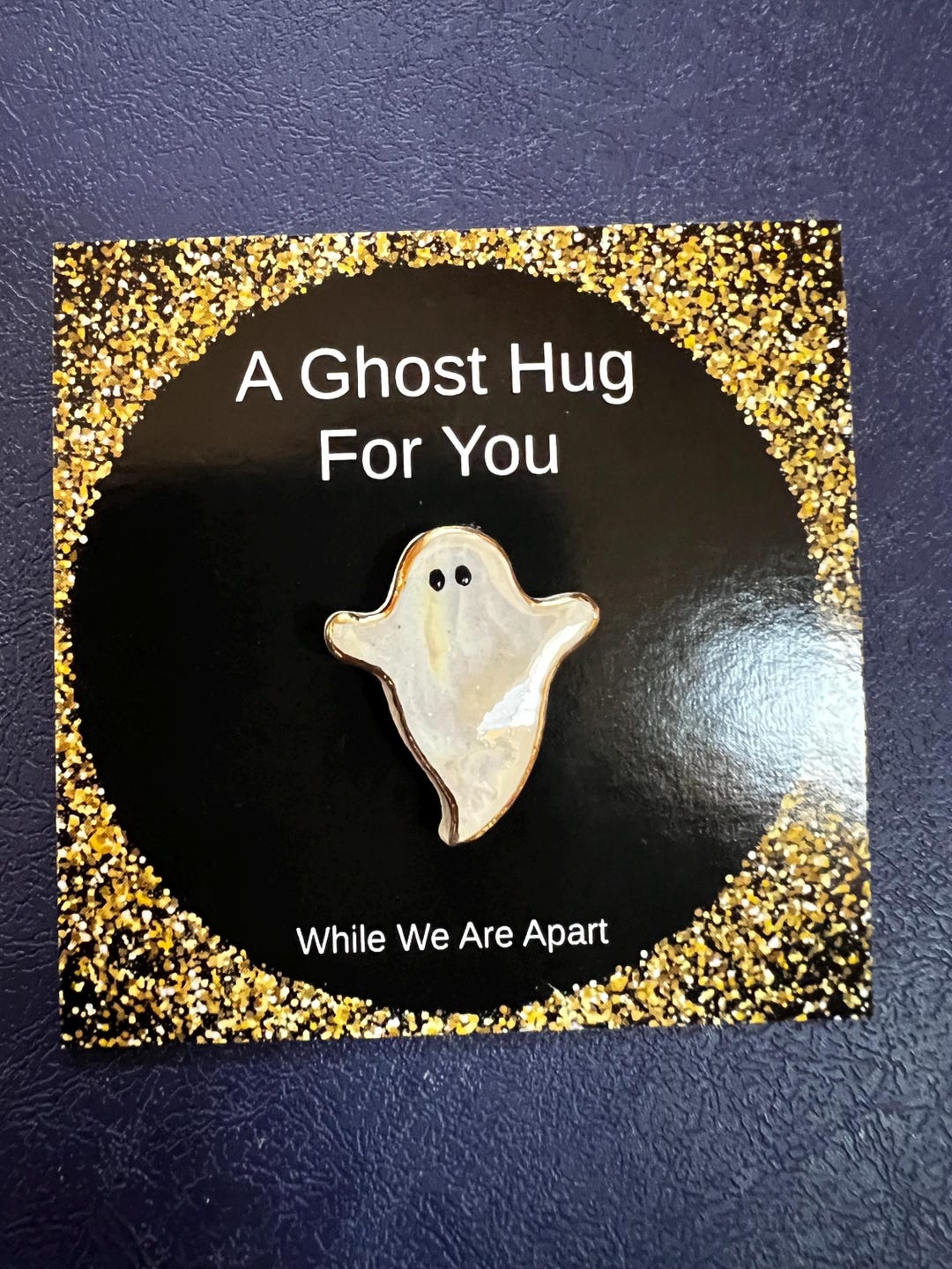Hugging Scared Pin Ghost Hug Pin Handmade Ceramic With 24 Carat Gold Edge - Etsy