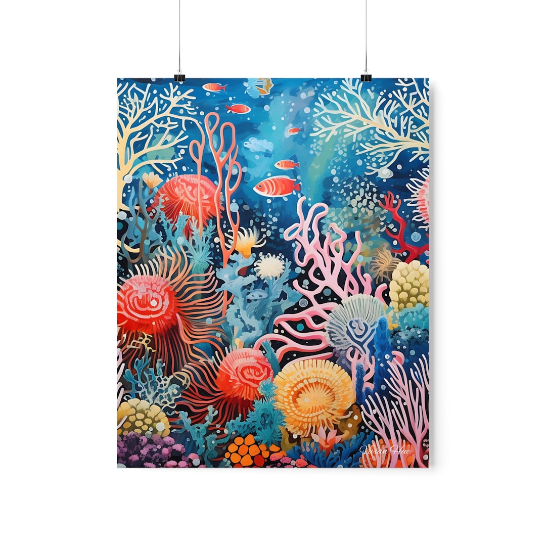 Vivian Hue Coral Reef Poster on a Premium Matte Vertical - Etsy