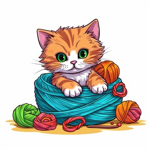 5 Kitten Coloring Pages for Download by Vivian Hue
