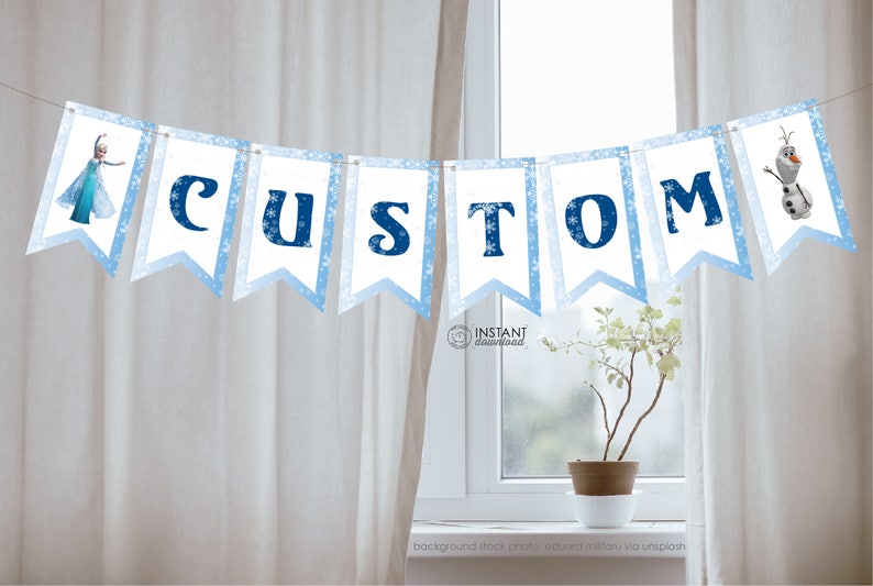 Diy Printable Frozen Party Banner Birthday Sign Bunting Custom Etsy