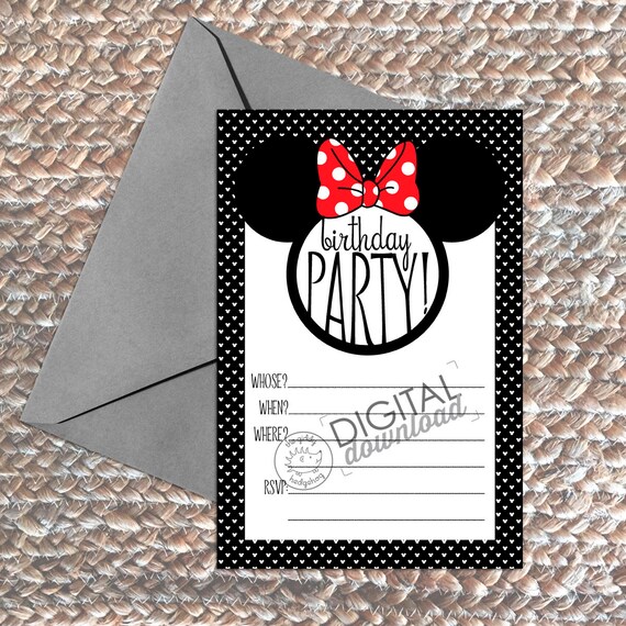 diy printable minnie mouse birthday party invites disney etsy diy disney invitations