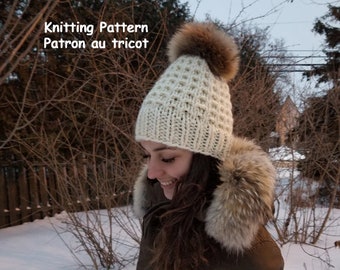 KNITTING PATTERN  Beanie Hat *Crystal Snow Mommy & Me*-  4 sizes (Toddler, child, Teen / Adult Small, Adult Large) (PDF only)