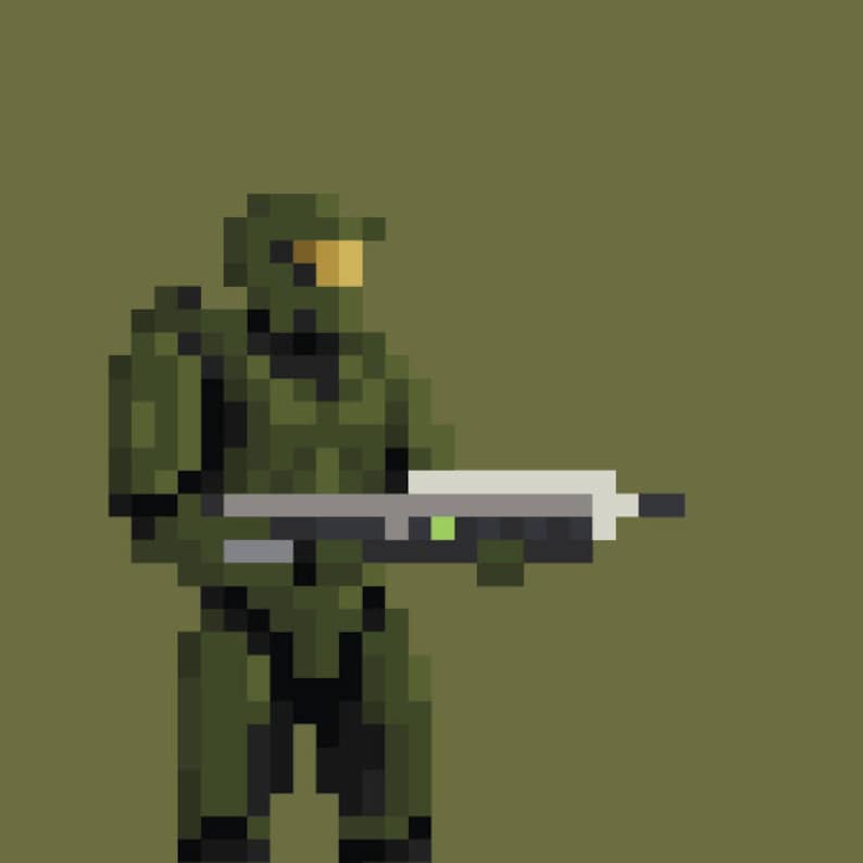 8 Bit Master Chief Halo Pixel Art Retro Prints - Etsy