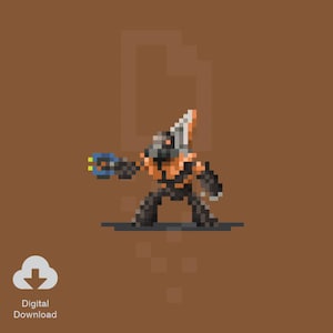 8 Bit Grunt – Halo, Pixel Art, Retro, Prints, Illustration, Art – Digital Download
