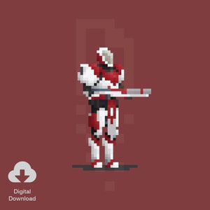 Titã de 8 bits – Destiny 2, Noble Constant Armor, Pixel Art, Retro, Impressões, Ilustração, Arte – Download digital
